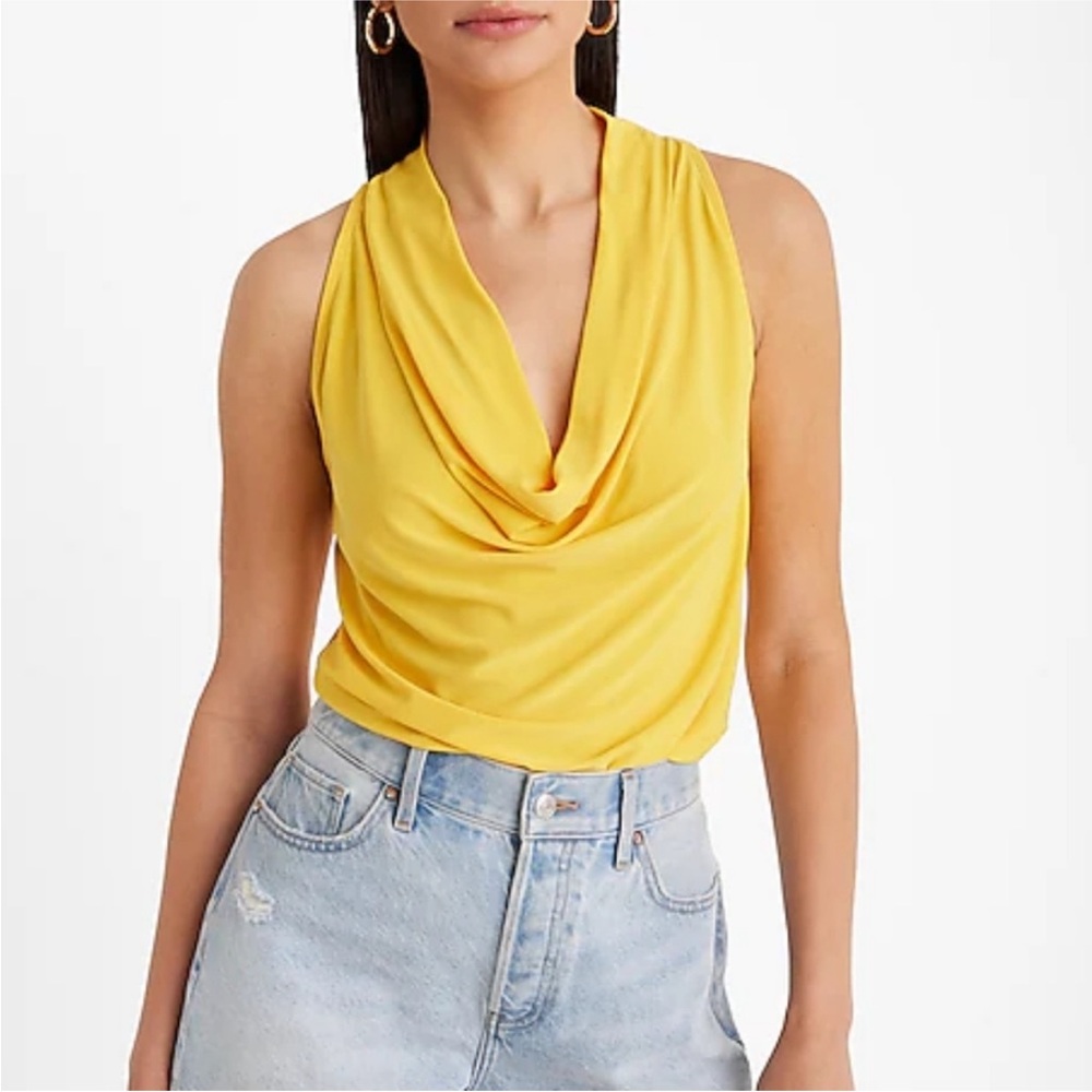 Express Sunlit Yellow Cowl Neck Tank Top